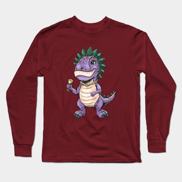 Mardi Grawr Dinosaur Long Sleeve T-Shirt by YuriArt